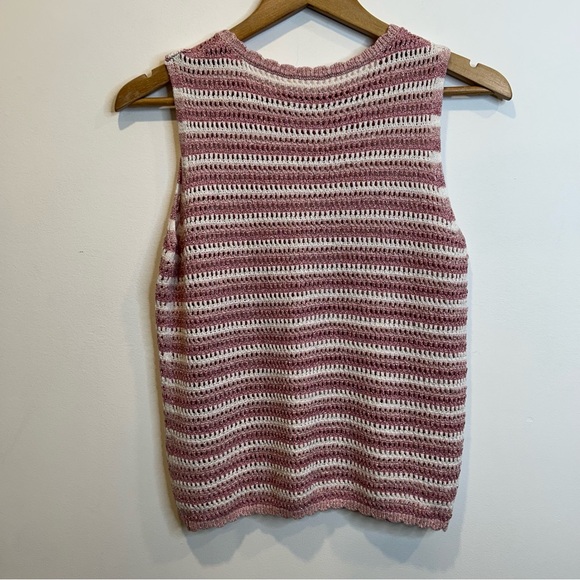 Laura Striped Crochet Knit Sleeveless Top Pink - Picture 4 of 4